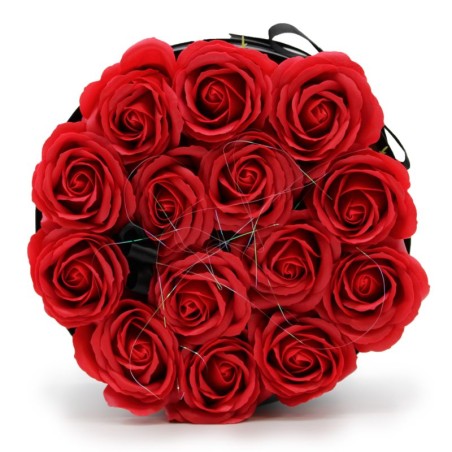Bouquet di Fiori di Sapone - 14 Rose Rosse - Rotondo